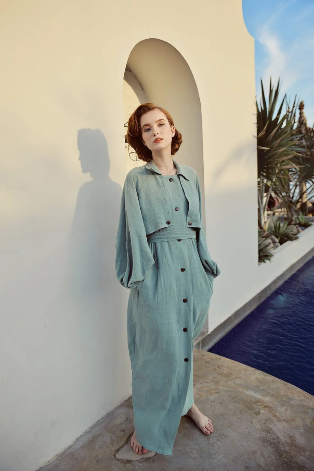 Long Linen Trench Coat for Women