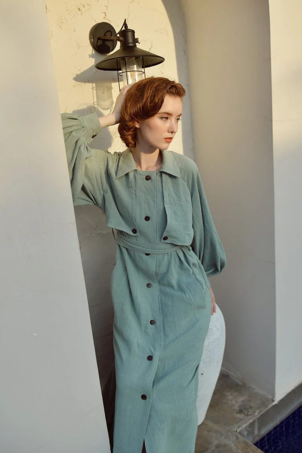 Long Linen Trench Coat for Women