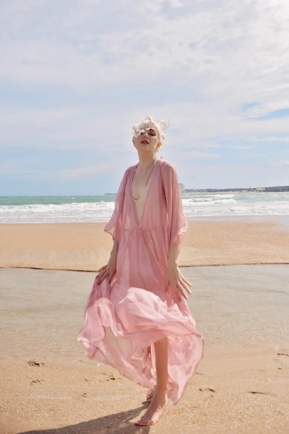 Sheer Silk Long Dress - Maternity Dress for Photoshoot - Sheer Silk Beach Cover up - Sheer Long Dress - Lelasilk