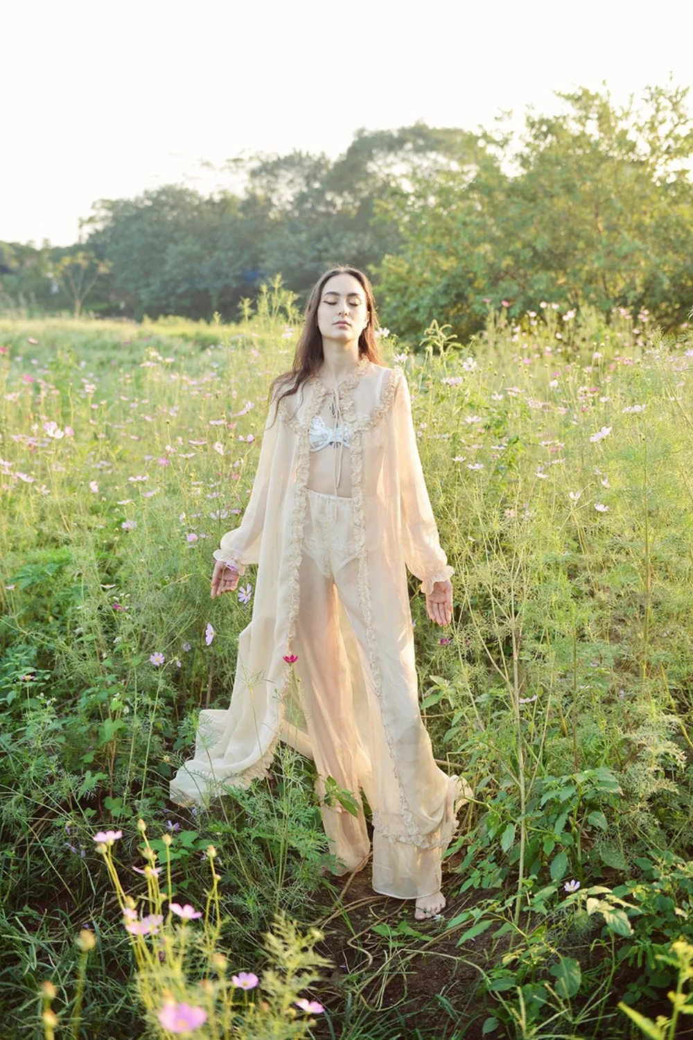 Sheer Long Robe - Silk Robe Floor Length - Sheer Robes Women - Beach Robes Women