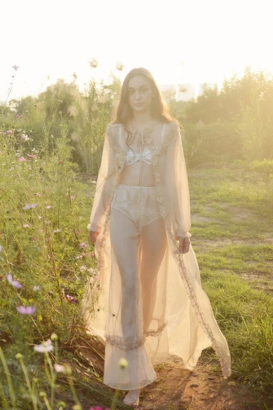 Sheer Long Robe - Silk Robe Floor Length - Sheer Robes Women - Beach Robes Women