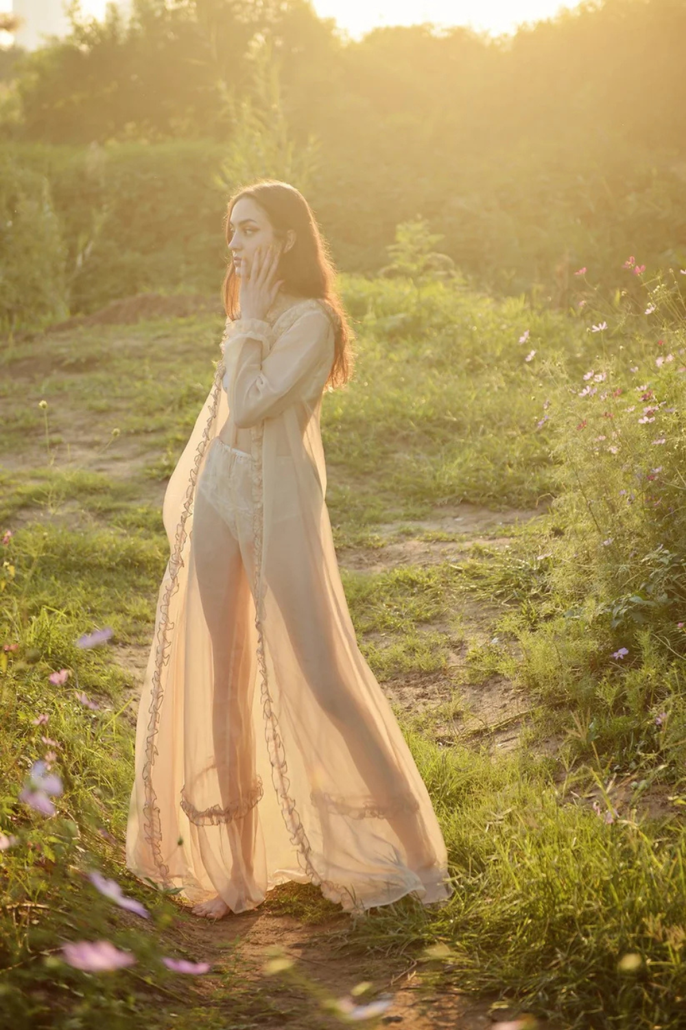Sheer Long Robe - Silk Robe Floor Length - Sheer Robes Women - Beach Robes Women