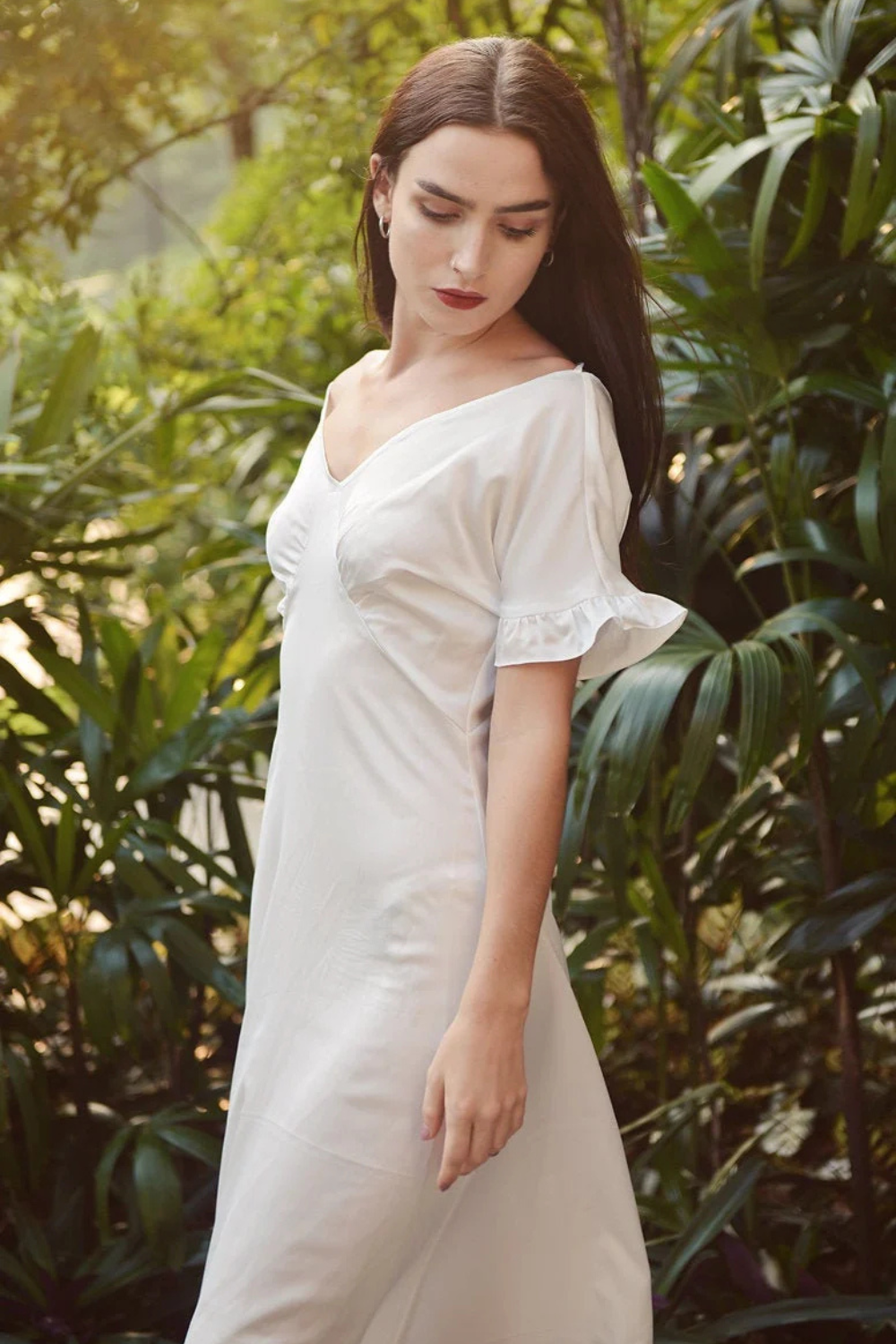 Long Silk Dress - Women Party Dress - Ivory Casual Dress - Women Silk Dress - LelaSilk