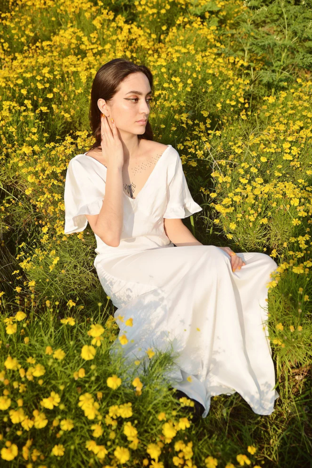 Long Silk Dress - Women Party Dress - Ivory Casual Dress - Women Silk Dress - LelaSilk