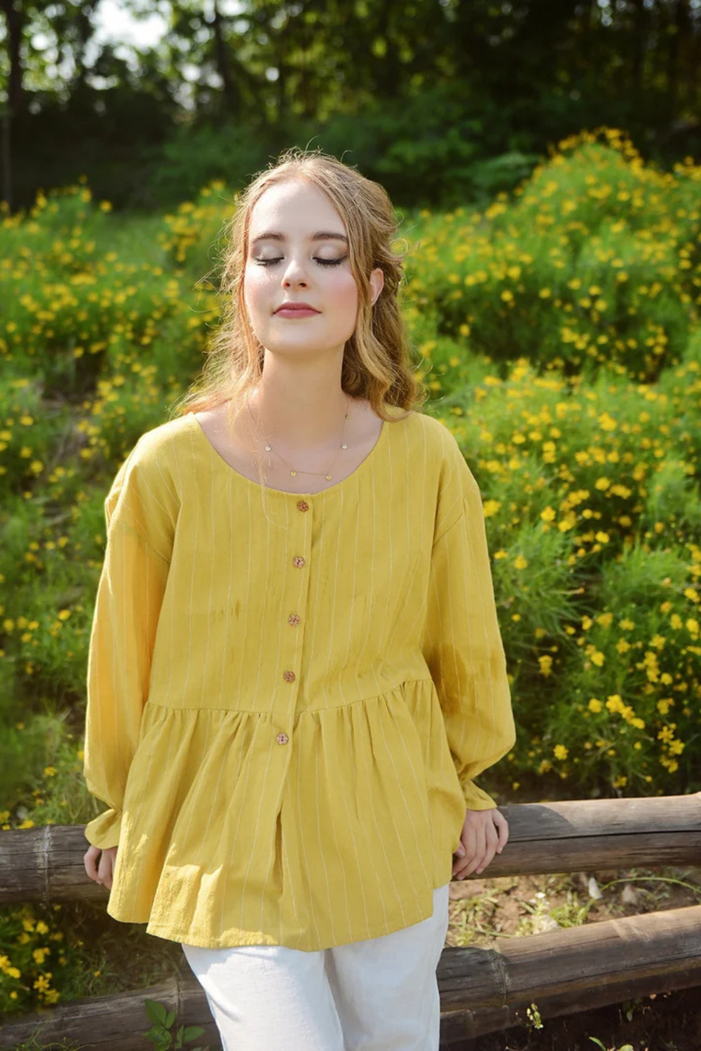 Summer Cotton Top - Women Yellow Blouse - Babydoll Linen Shirt - Women Casual Top