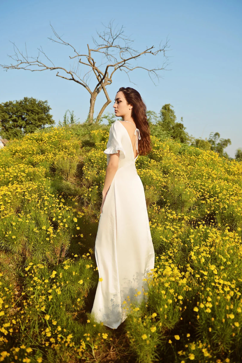 Long Silk Dress - Women Party Dress - Ivory Casual Dress - Women Silk Dress - LelaSilk