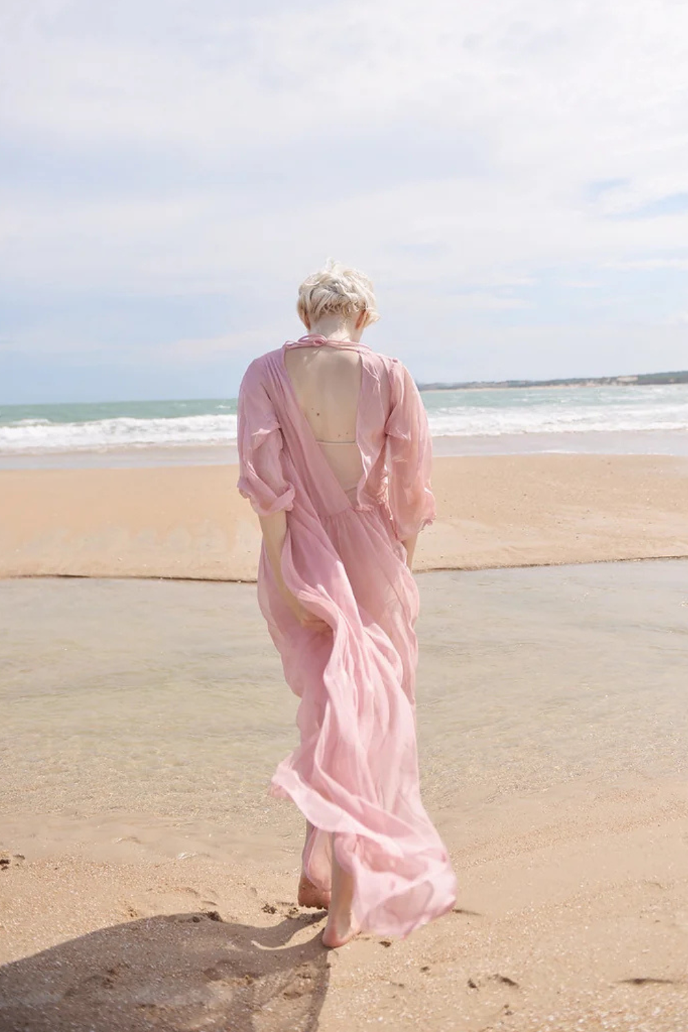 Sheer Silk Long Dress - Maternity Dress for Photoshoot - Sheer Silk Beach Cover up - Sheer Long Dress - Lelasilk