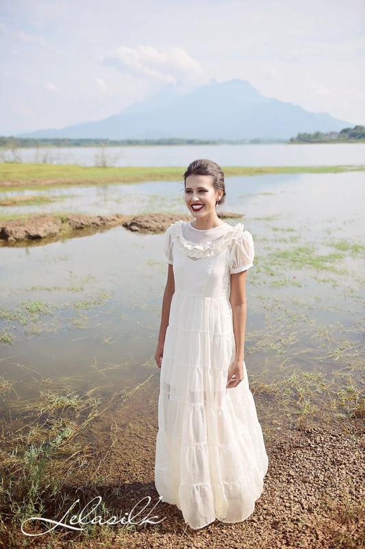 Sheer Silk Dress - Layered Dress - Simple Wedding Guest Dress - Bridesmaids Silk Dress