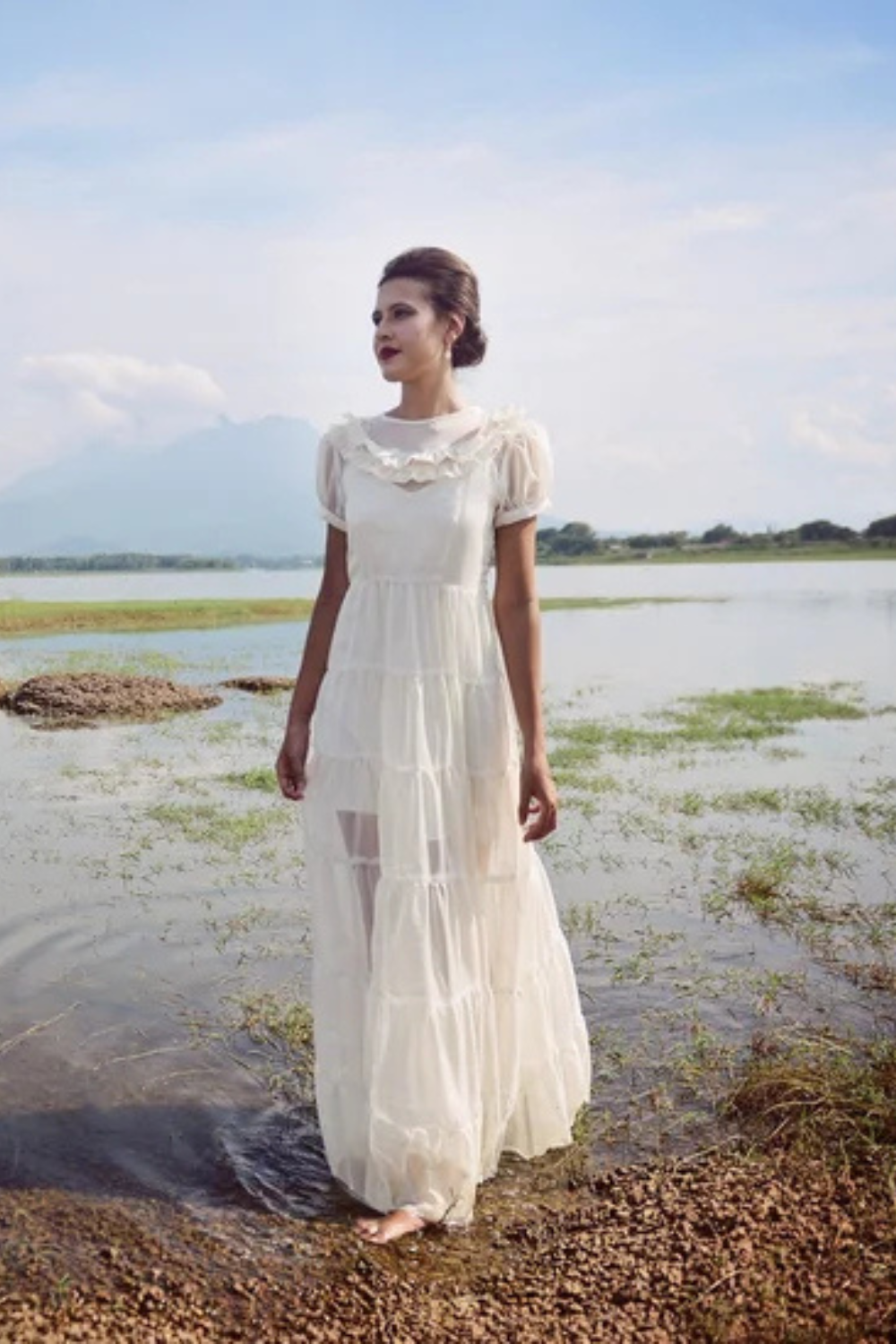 Sheer Silk Dress - Layered Dress - Simple Wedding Guest Dress - Bridesmaids Silk Dress