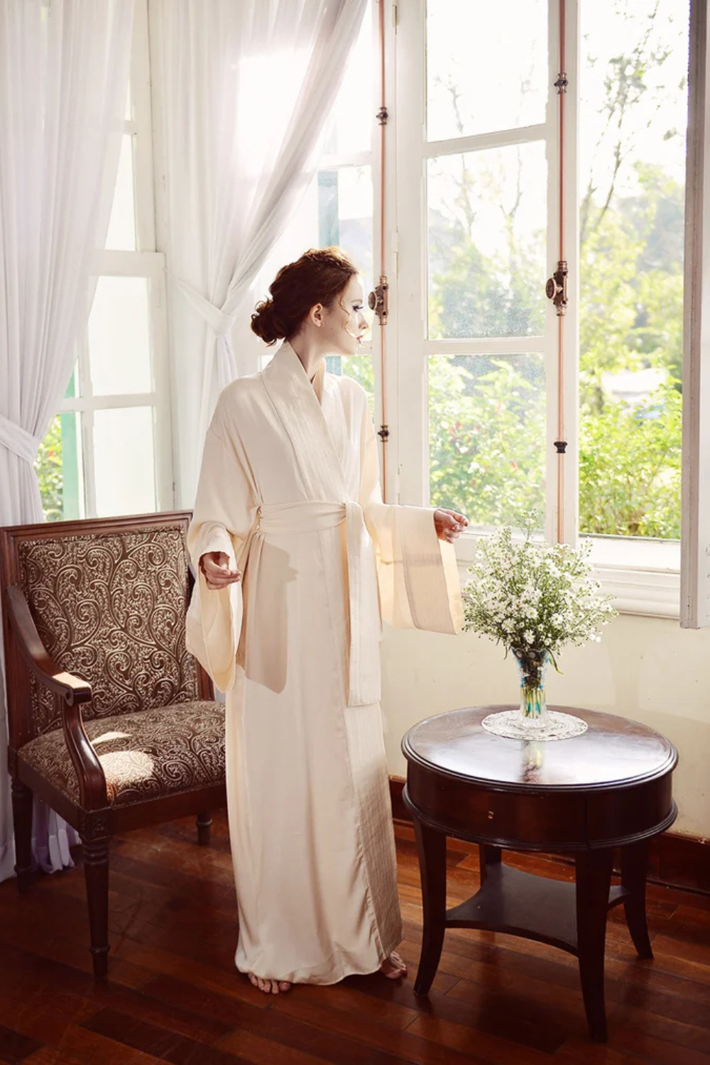Full Length Luxurious Silk Robe Kimono