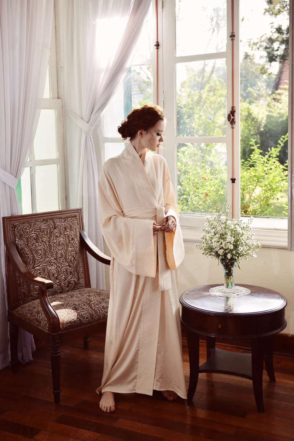 Full Length Luxurious Silk Robe Kimono