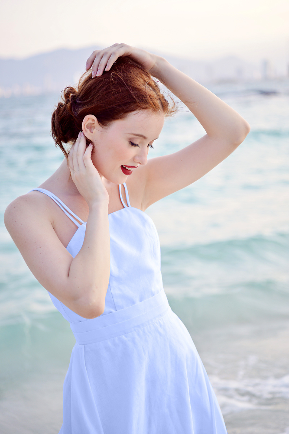 Pure Linen Midi Dress for Women, Natural Linen Summer Dress