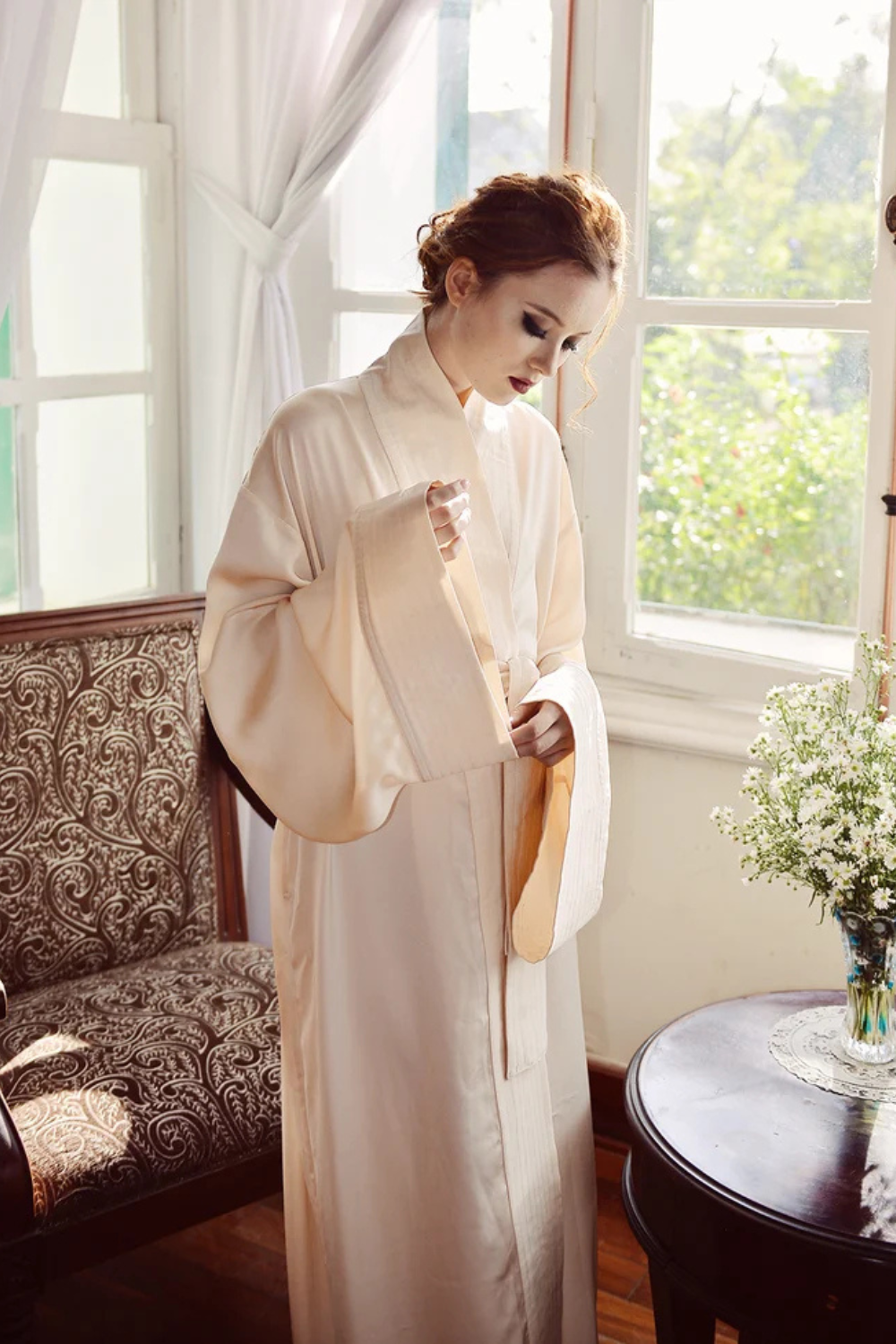 Full Length Luxurious Silk Robe Kimono