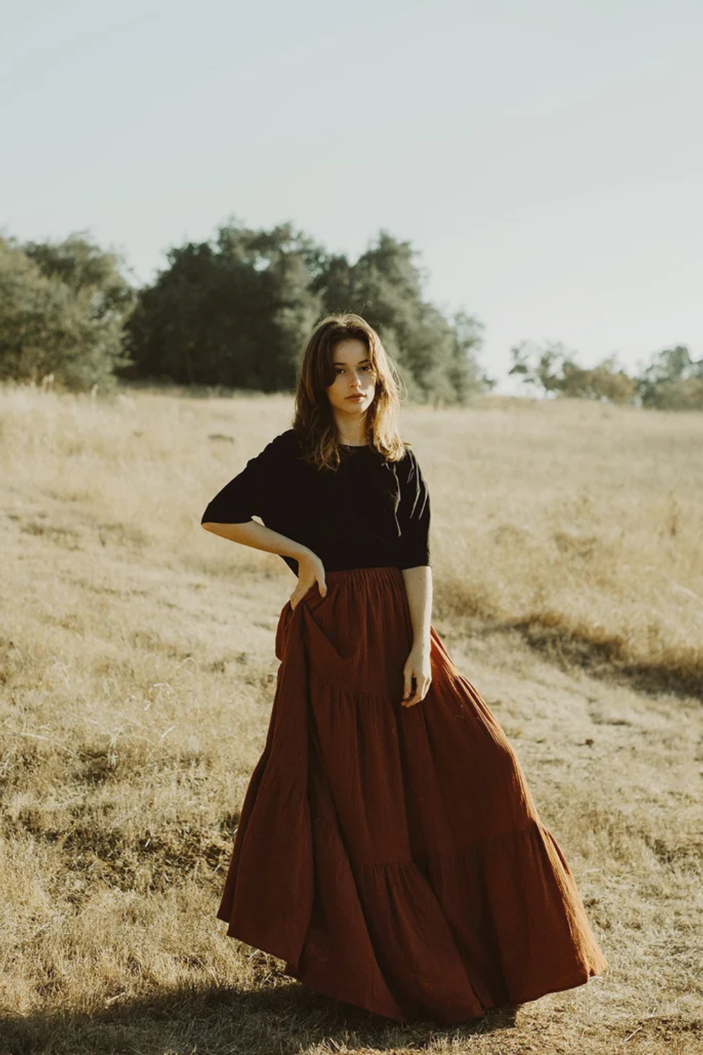 Bohemian Maxi Skirt with Elastic Waist