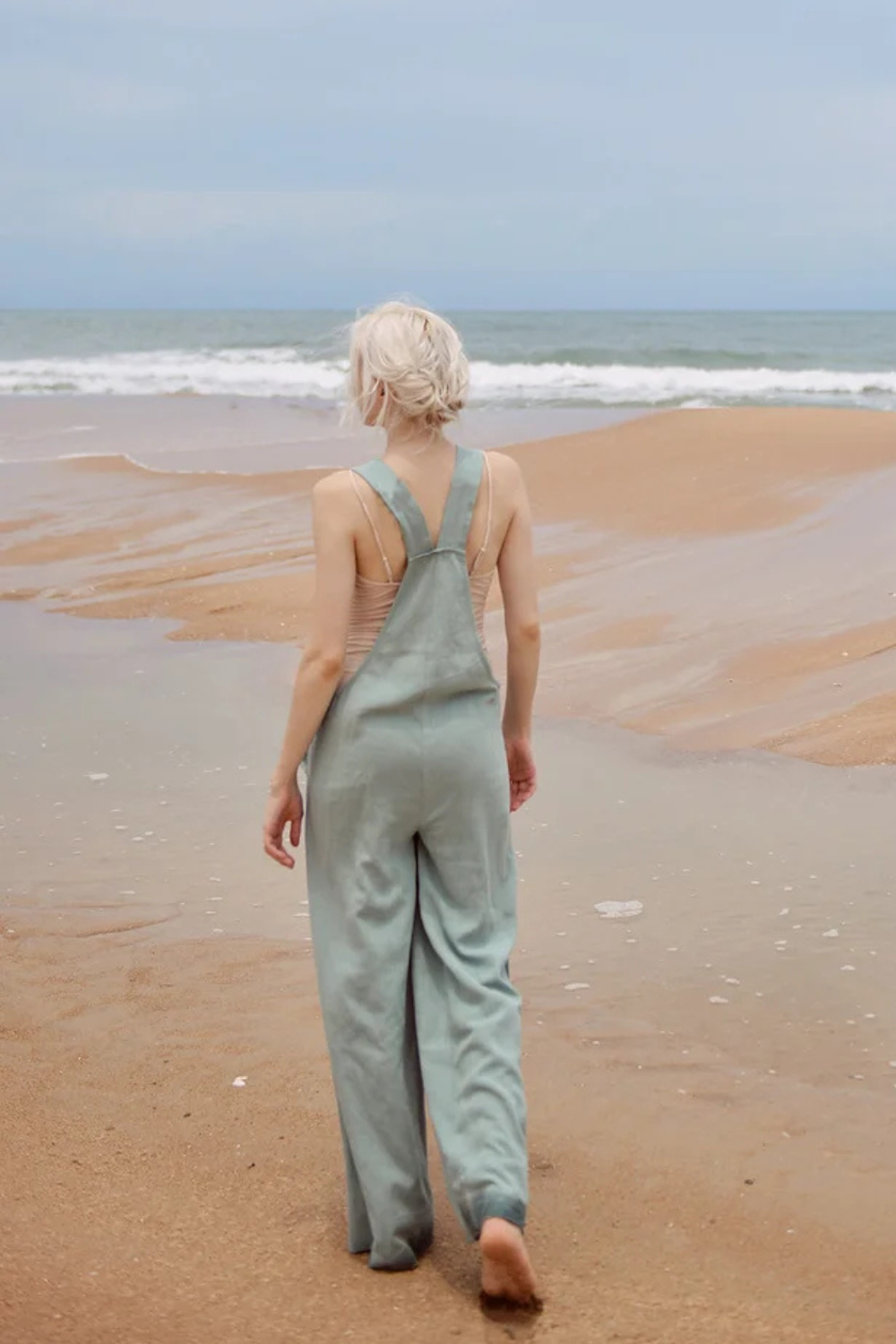 Cotton Linen Overalls with Pockets - Women Linen Jumpsuit - Linen Clothing
