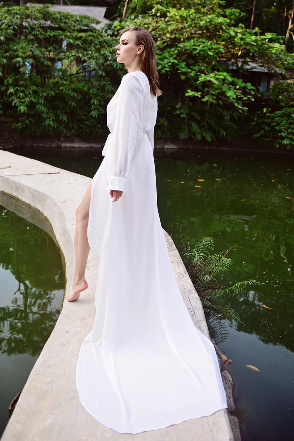 Bridal Silk Robe with Long Train