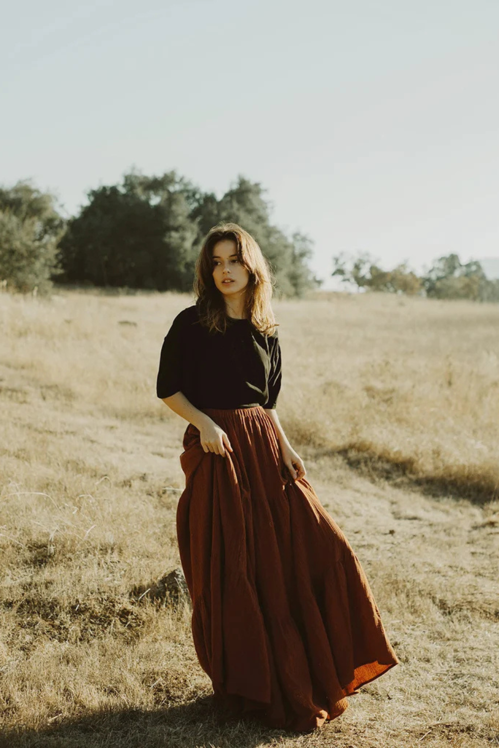 Bohemian Maxi Skirt with Elastic Waist