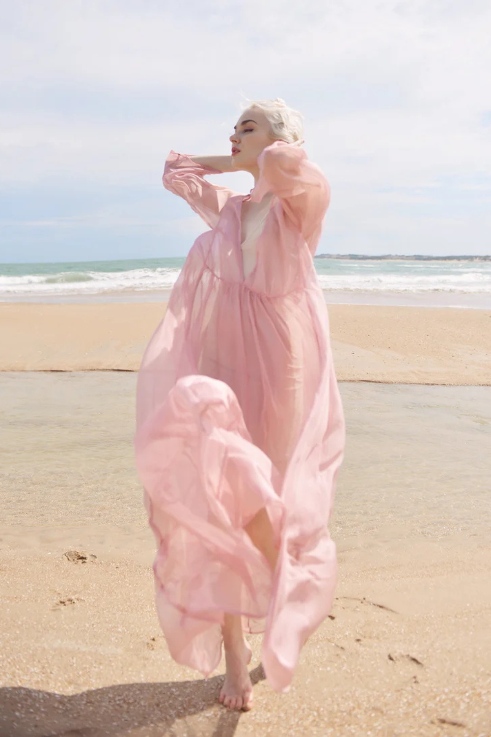 Sheer Silk Long Dress - Maternity Dress for Photoshoot - Sheer Silk Beach Cover up - Sheer Long Dress - Lelasilk