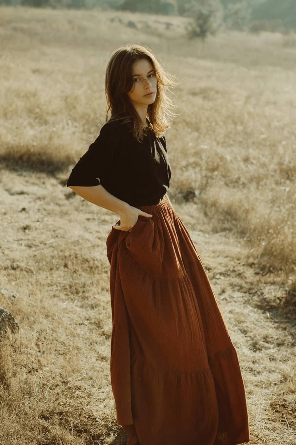 Bohemian Maxi Skirt with Elastic Waist