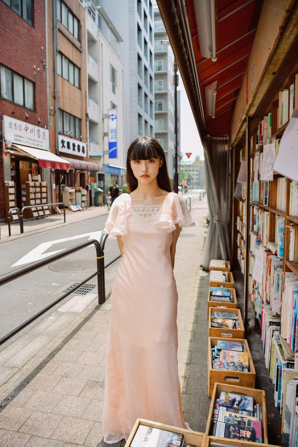 YURIKA Silk Organza Vintage Maxi Dress with Lace
