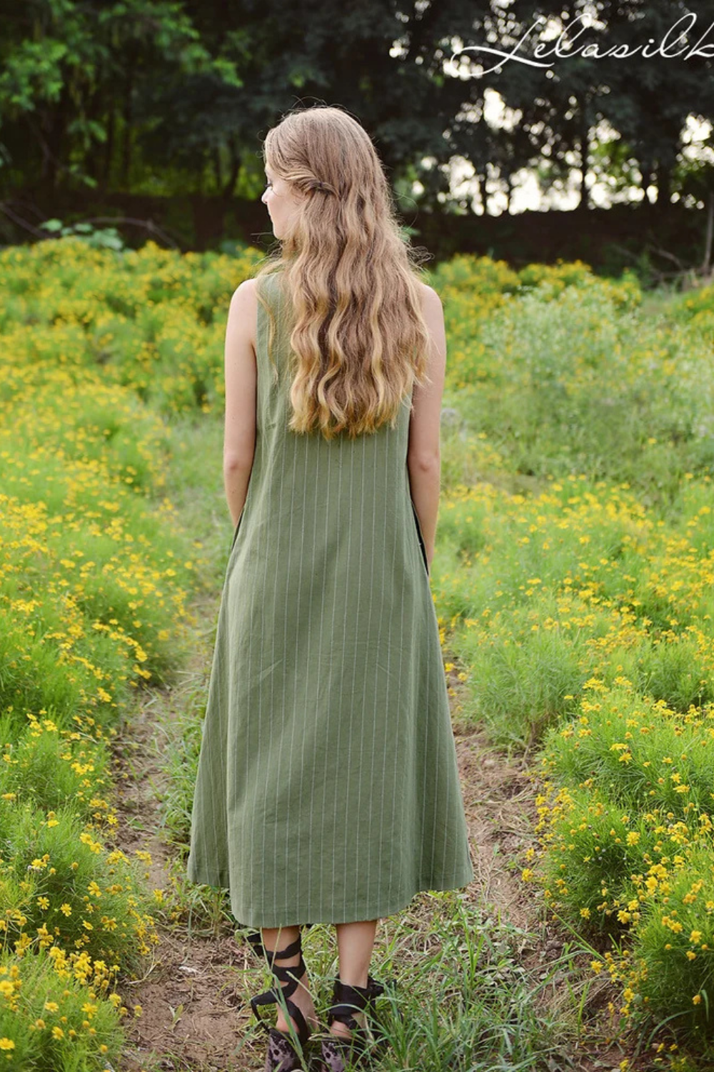 Sleeveless Linen Dress - Linen Slip Dress - Sleeveless Cotton Dress - Summer Midi Dress