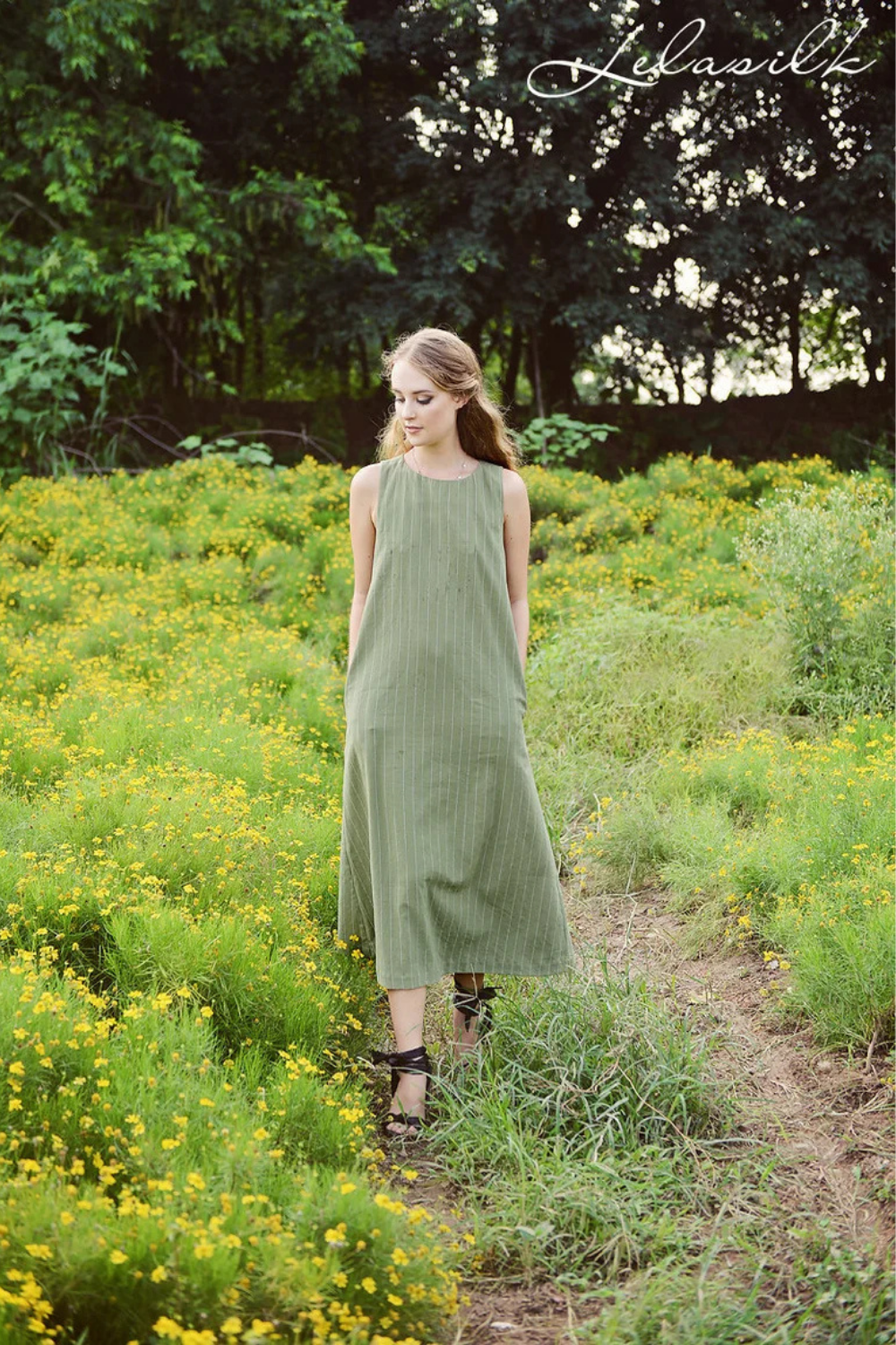 Sleeveless Linen Dress - Linen Slip Dress - Sleeveless Cotton Dress - Summer Midi Dress
