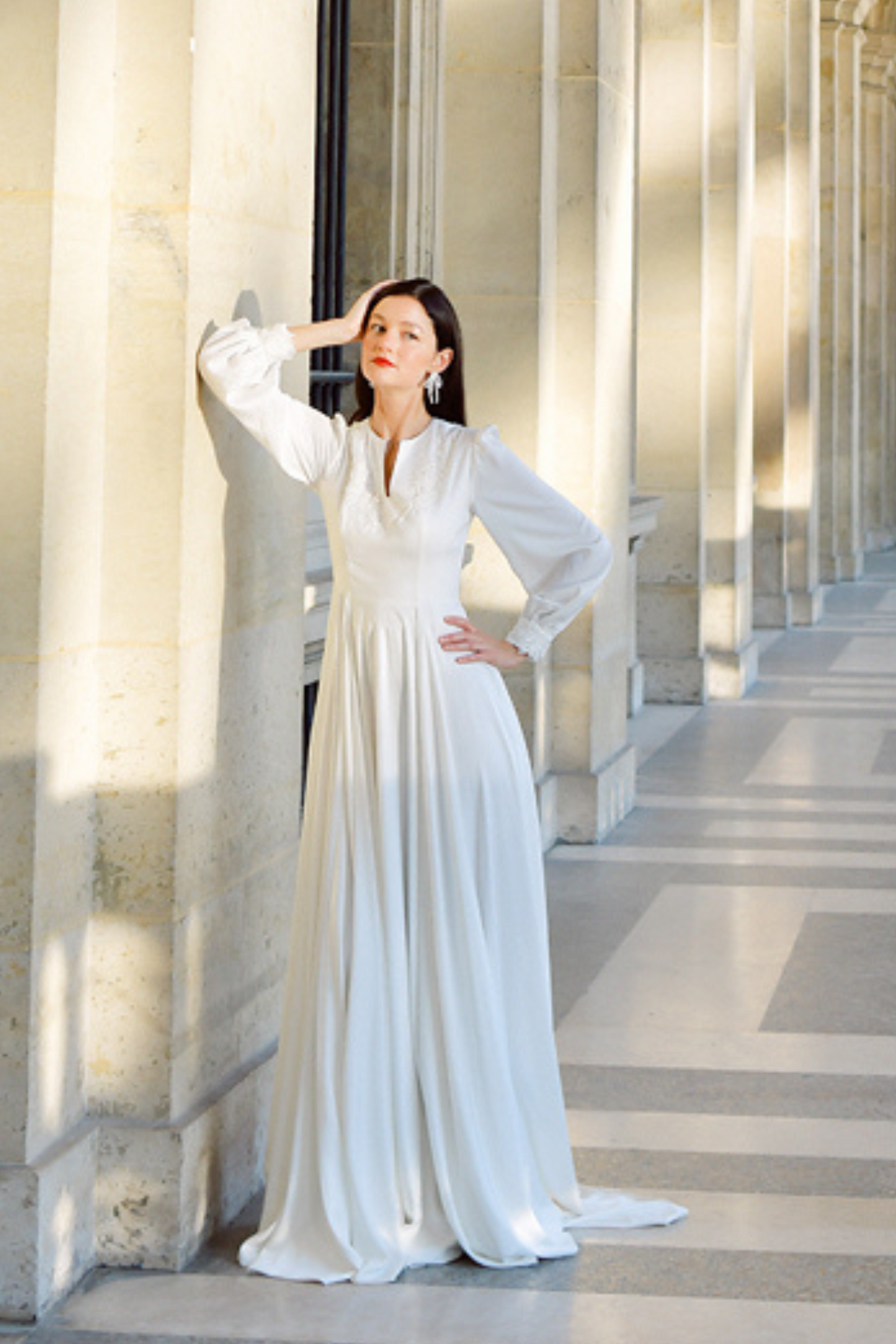 Marjolaine High-neck Princess Wedding Dress with Embellishments
