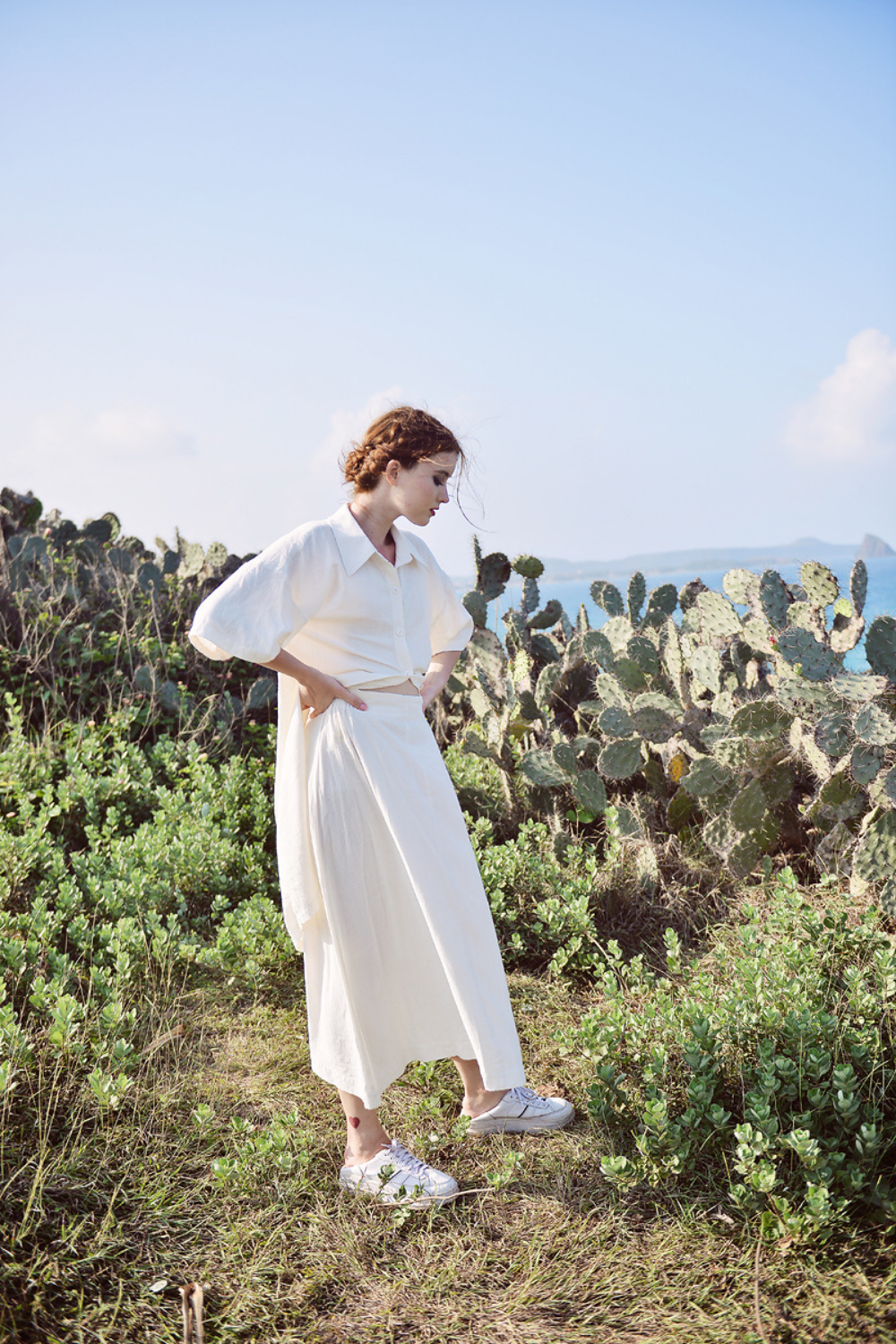Linen Shirt Dress with German Collar