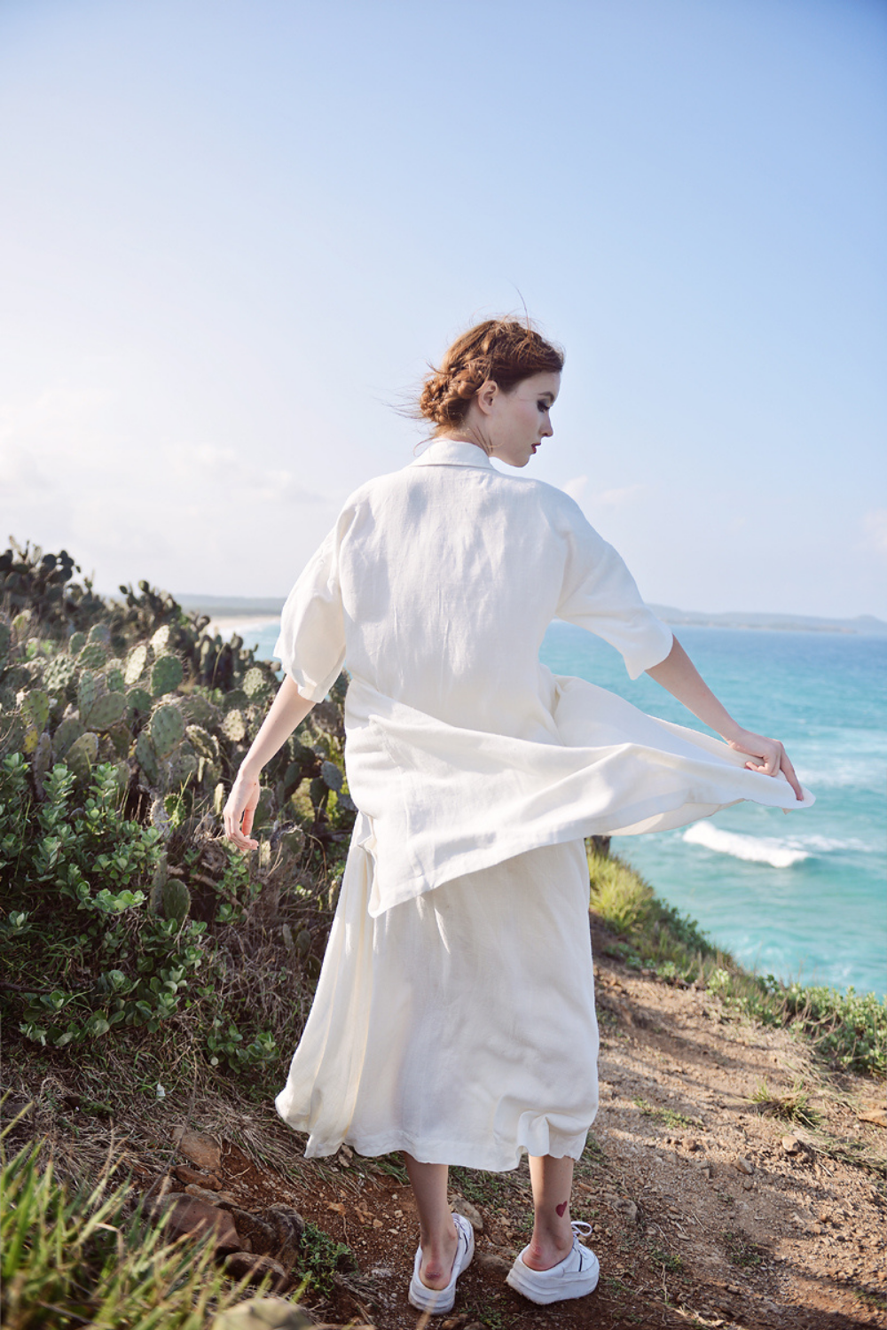 Linen Shirt Dress with German Collar