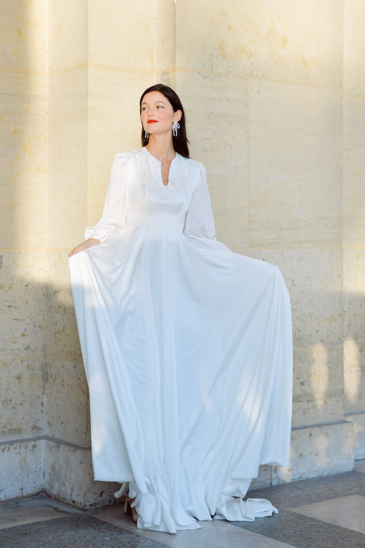 Marjolaine High-neck Princess Wedding Dress with Embellishments