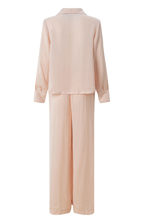 CELINE High Collar Long Sleeve Silk Pajama Set