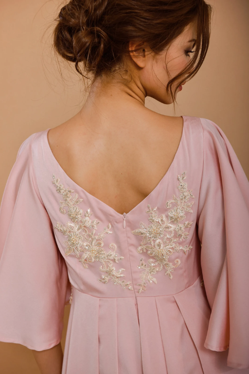 NATALIE Embellished Pink Silk Wedding Dress