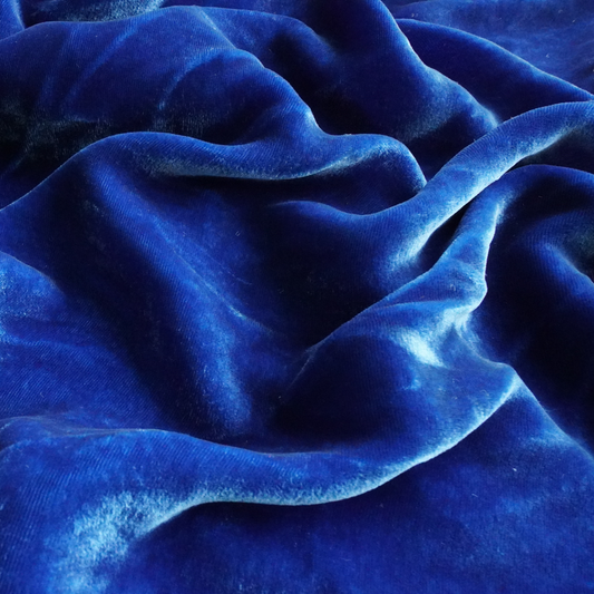 Silk Velvet by the yard in Azure Blue