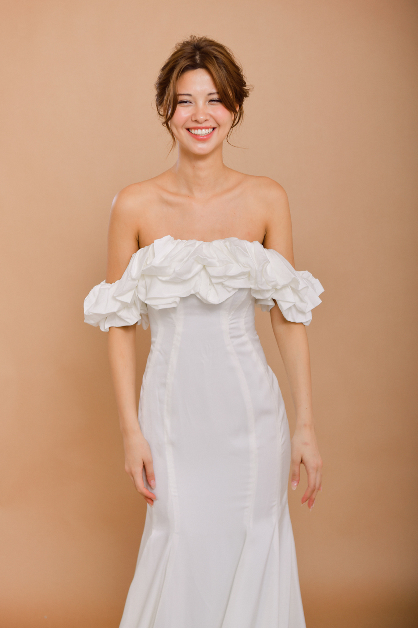 GISELLE Off-The-Shoulder Silk Wedding Dress