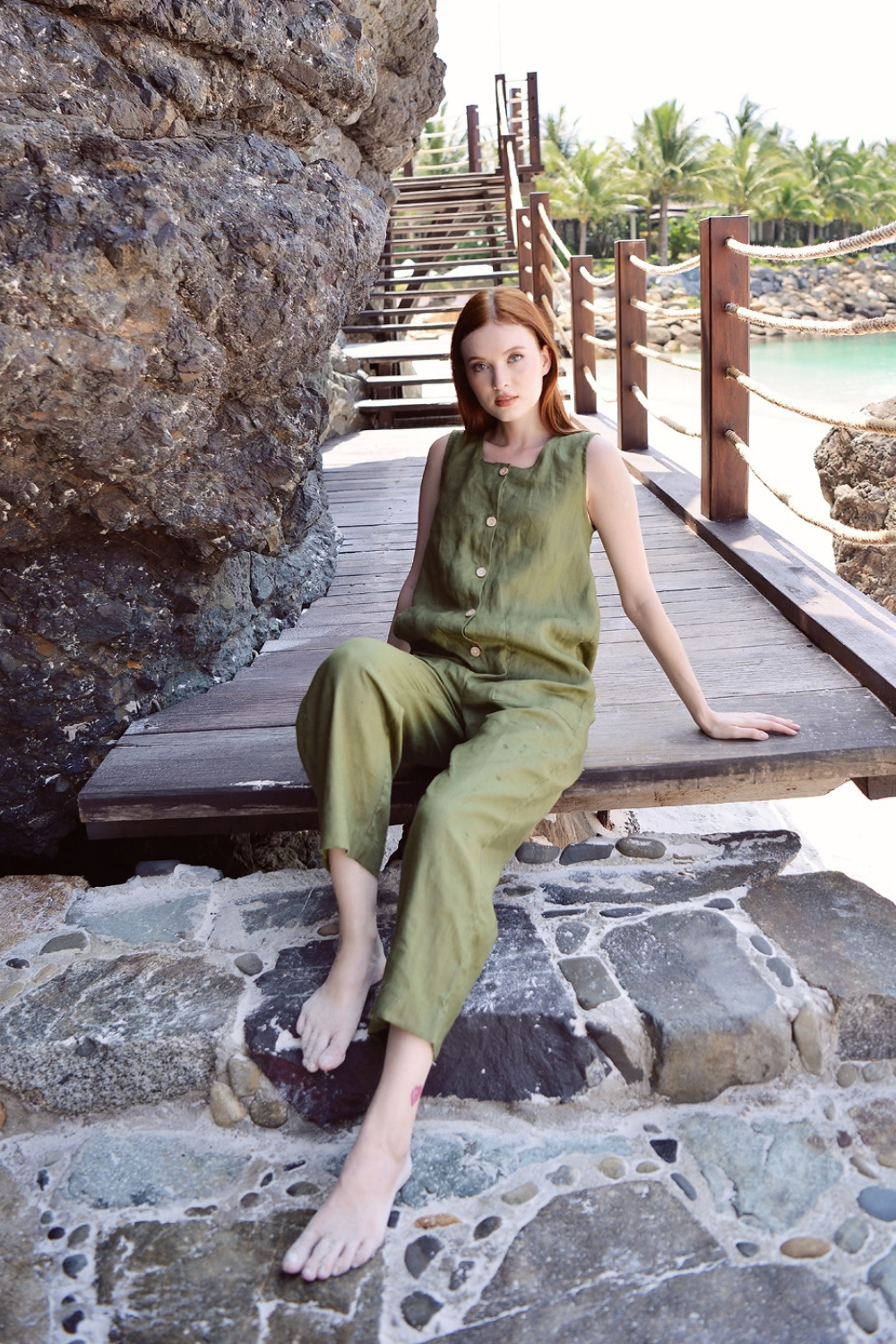 Pure Linen Maternity Friendly Jumpsuit