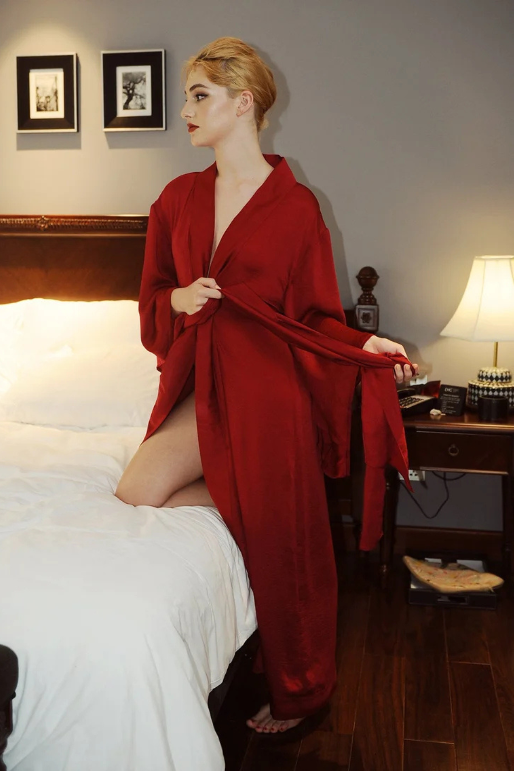 Women Oversized Silk Robe