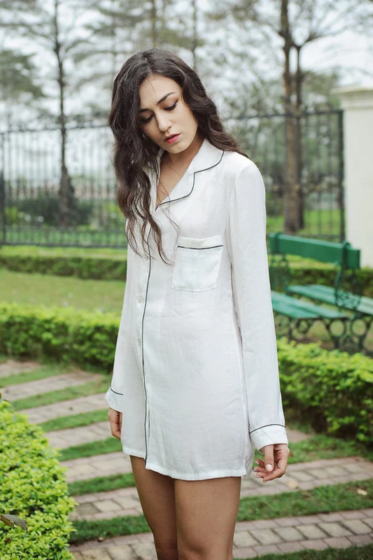 Silk Shirt Dress - Women Silk PJs Shirt - Silk Pajamas Shirt - Silk Ladies Pajamas - Holiday Shirt Pajamas - Christmas Gift Idea