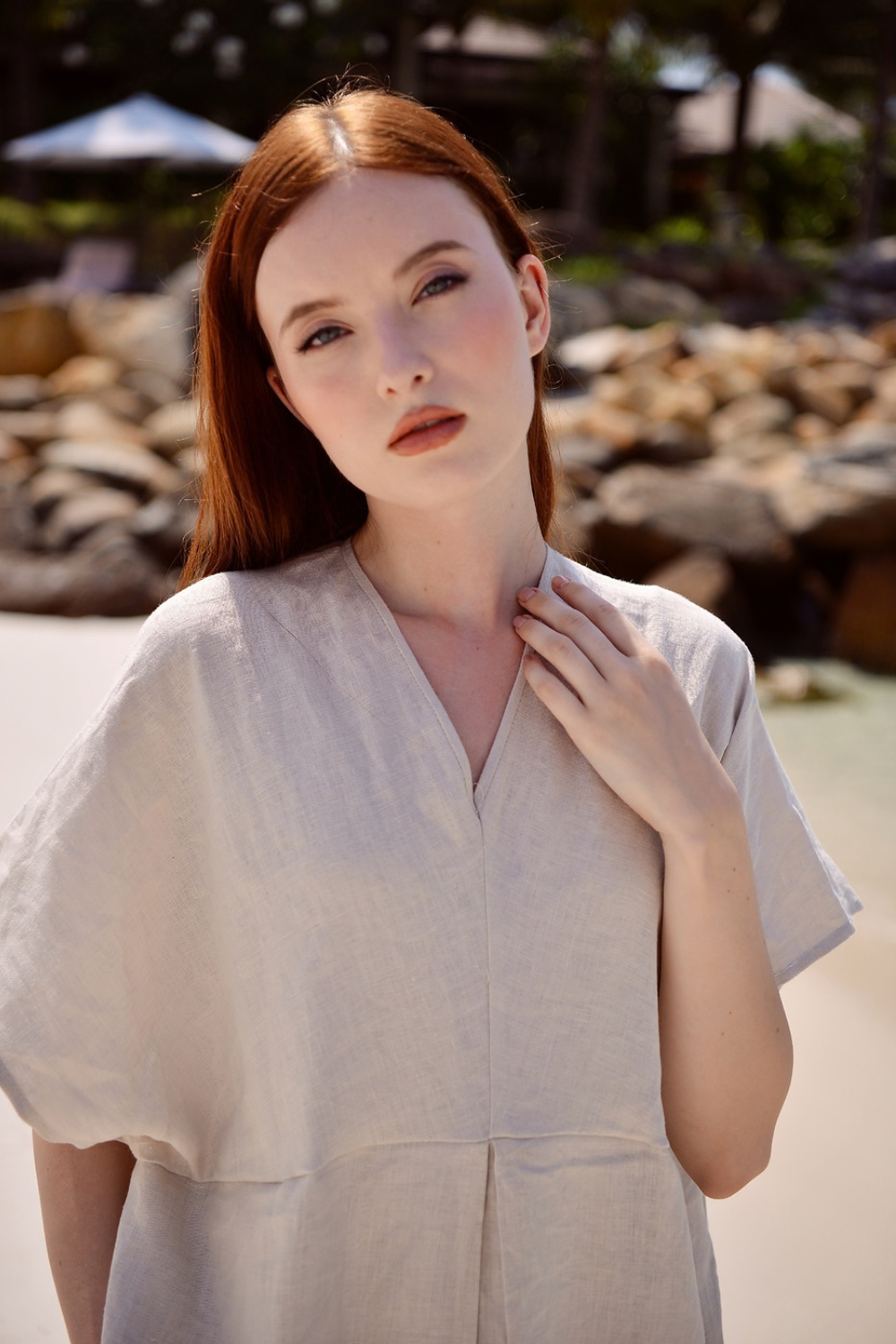 Pure Linen Kaftan Maxi Dress