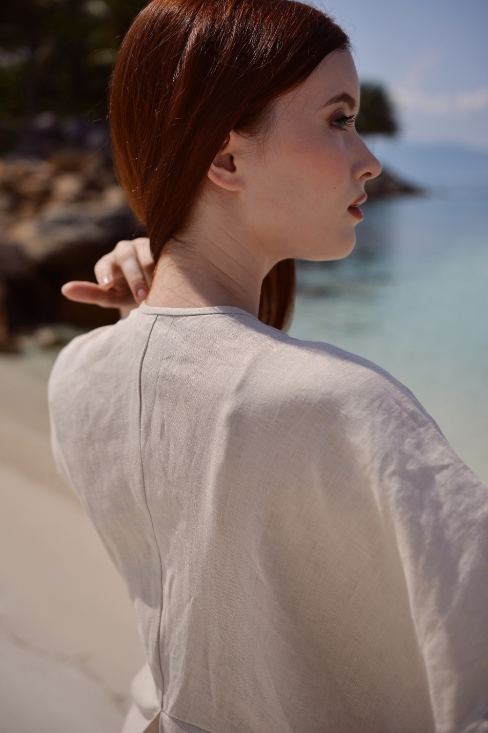Pure Linen Kaftan Maxi Dress