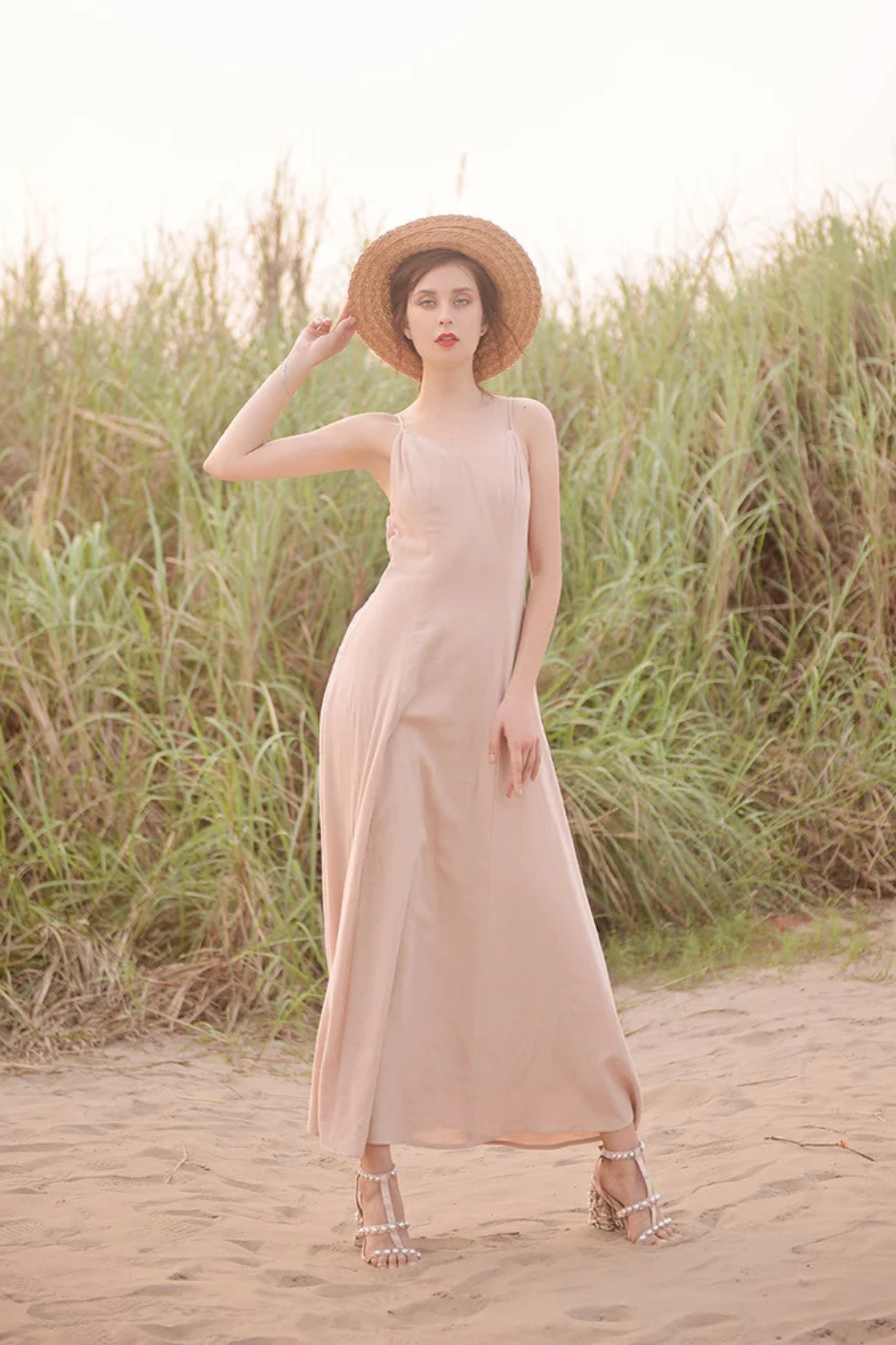 Open back Cotton Dress - Cotton Full Length Dress - Openback Linen Dress - Natural Fabric