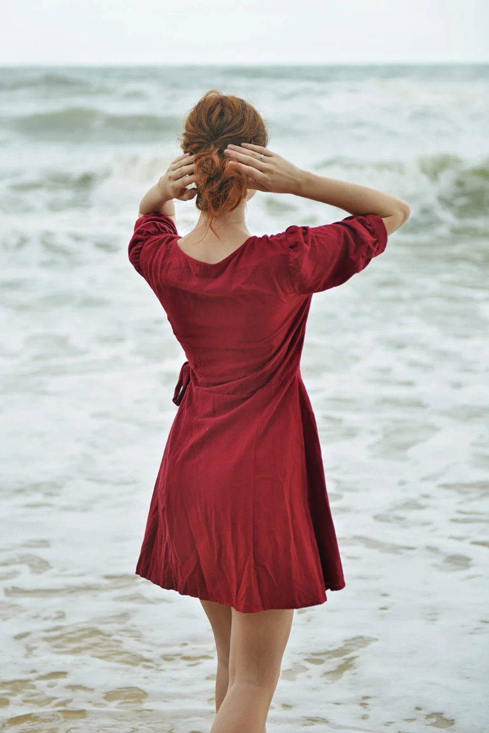 Linen Wrap Dress - Cotton Wraparound Dress - Casual Linen Dress - Cotton Summer Dress