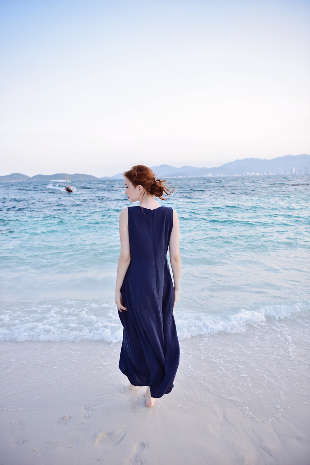 Linen Oversized Loose Fit Midi Dress for Women