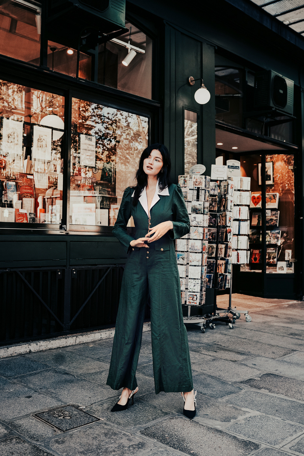 Wide-Leg Long Sleeve Pure Linen Jumpsuits for Women