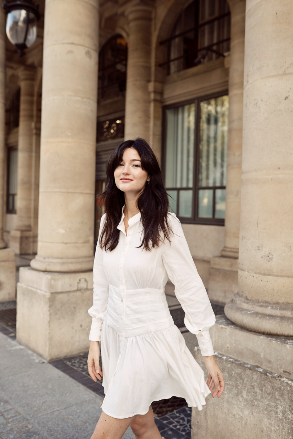 Cotton Linen Pleated Midi Dress