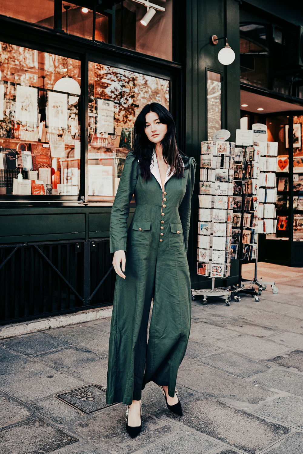 Wide-Leg Long Sleeve Pure Linen Jumpsuits for Women