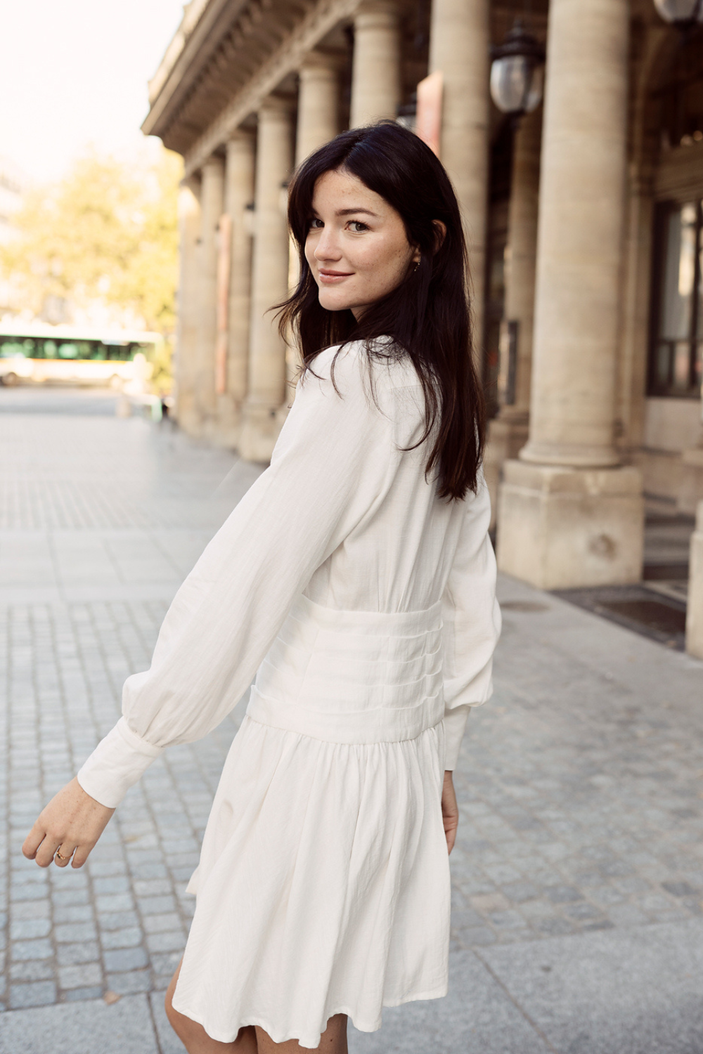 Cotton Linen Pleated Midi Dress