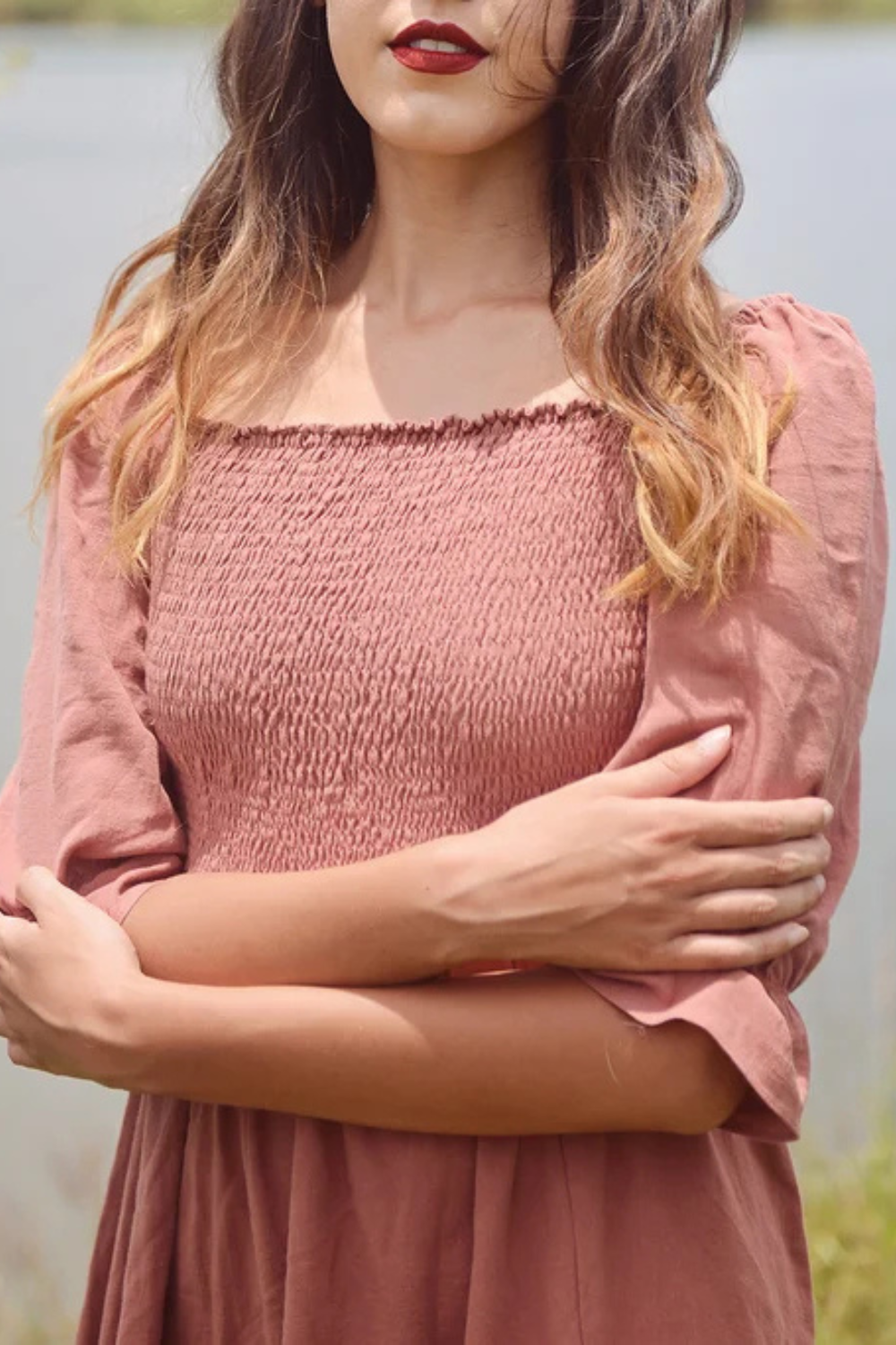Off Shoulder Cotton Dress - Organic Cotton Clothing - Women Midi Dress