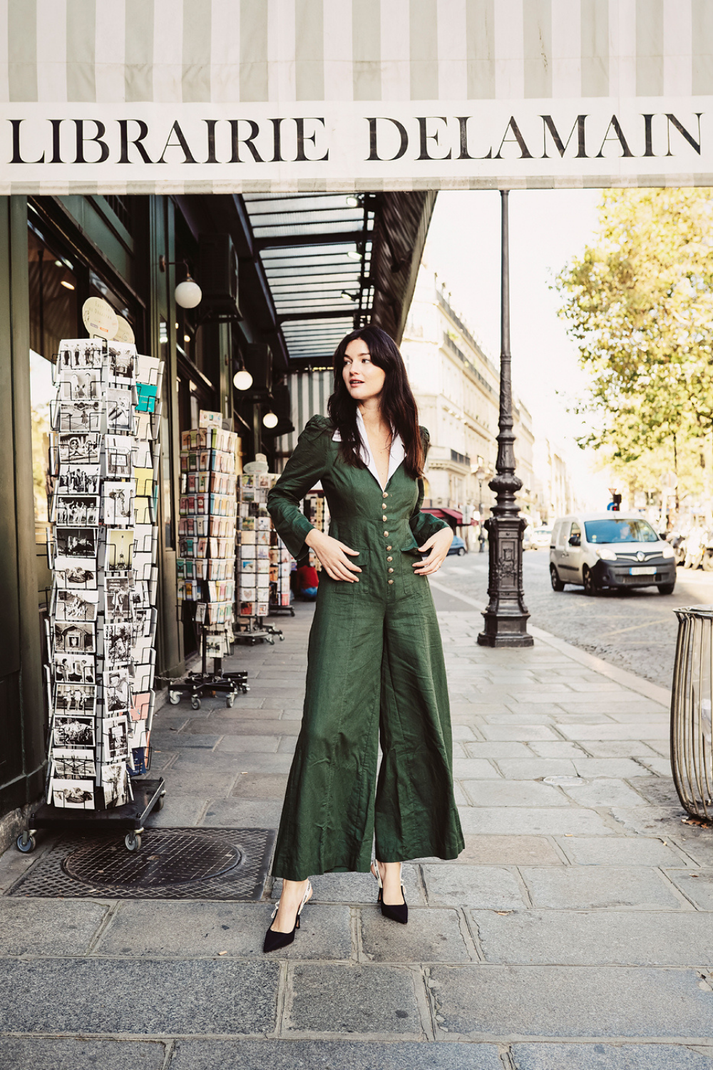 Wide-Leg Long Sleeve Pure Linen Jumpsuits for Women