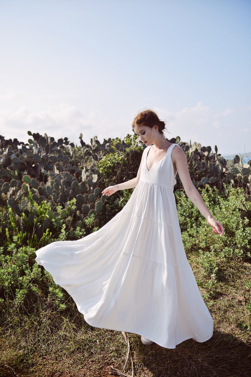Whimsical Cotton Linen Maxi Dress
