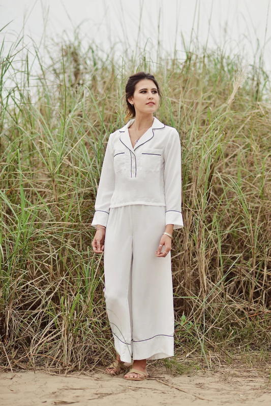 White Silk Pajamas - Silk Women Homewear - Women Breastfeeding PJs - Baby Shower Gift - Gift for Mother